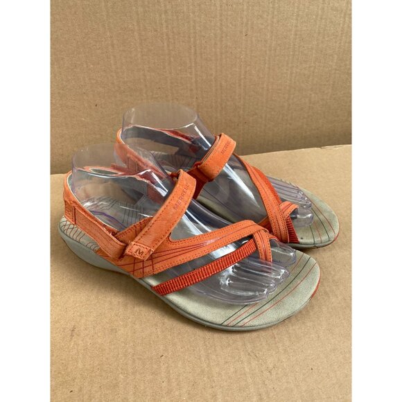 Merrell Womens Freesia Orange Sandals Size 8 Leather Strappy Comfortable Outdoor - Picture 8 of 15